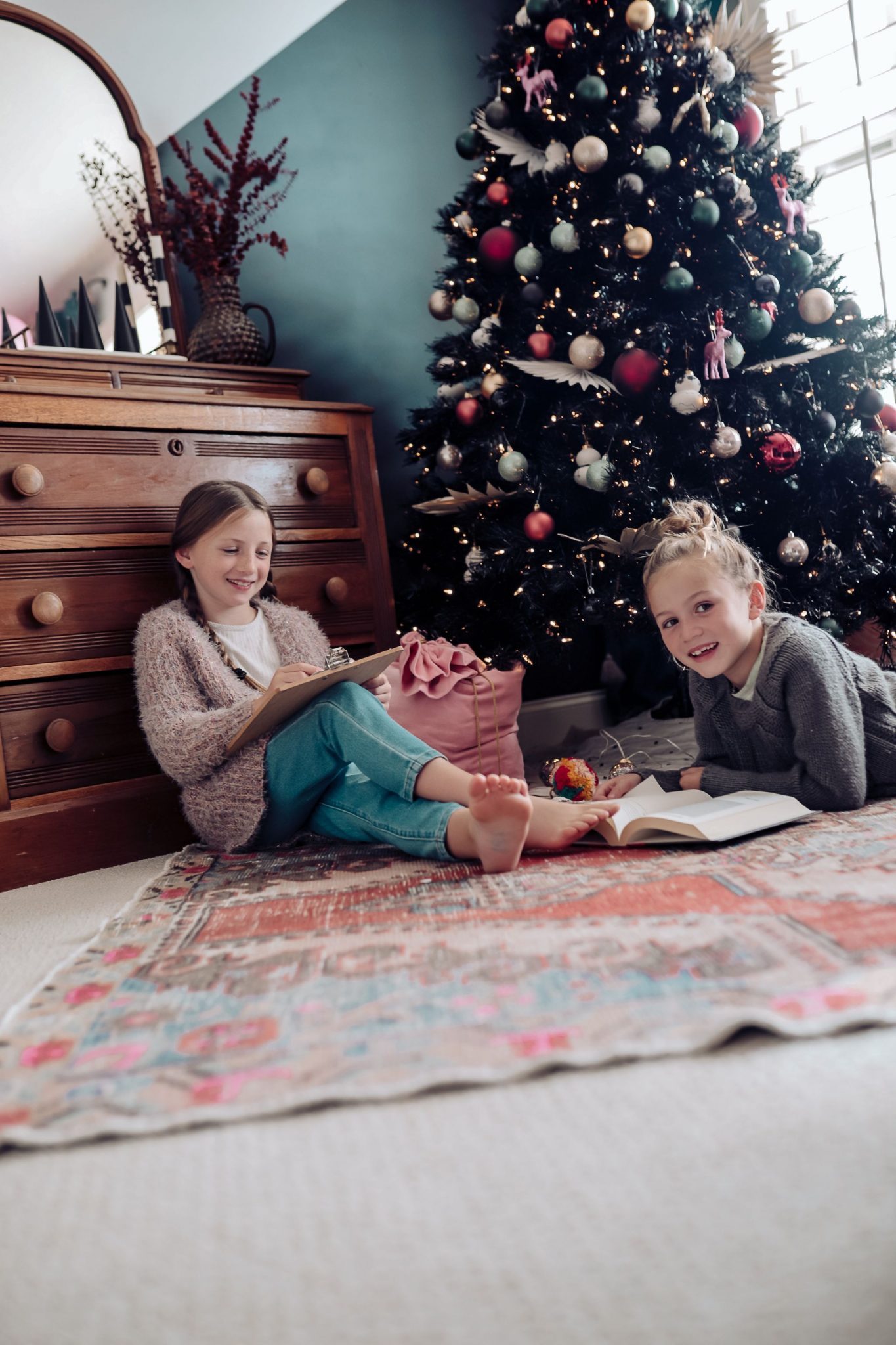 Kids playing on carpet during the holidays